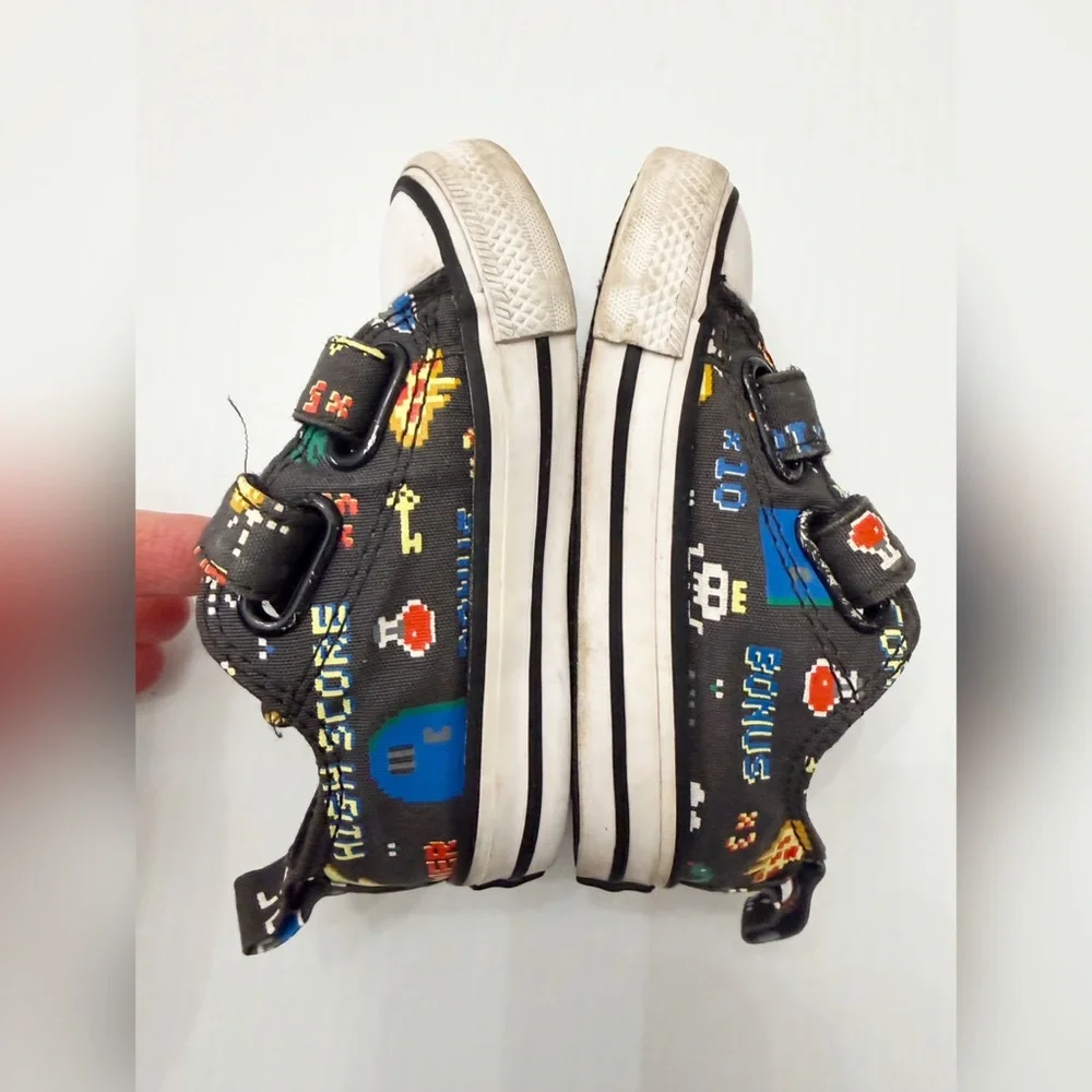 Converse Video Game Print Velcro Sneakers Shoes - 5
